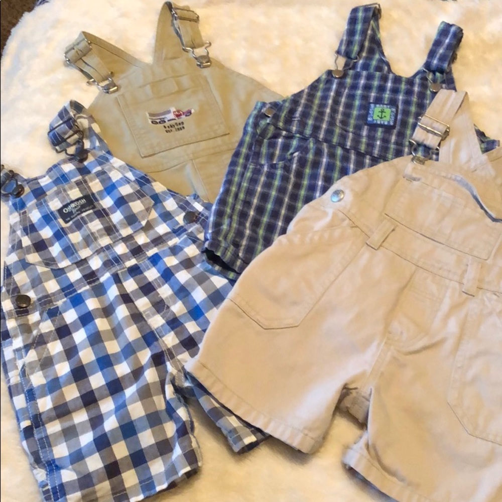 Baby Boys Overalls Lot 4 Piece EUC Size 6-18 month